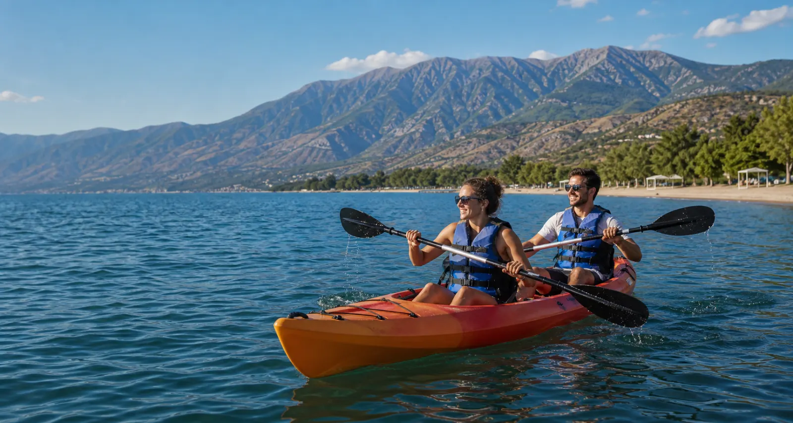 Kayak ready on the shore of Lake Ohrid
